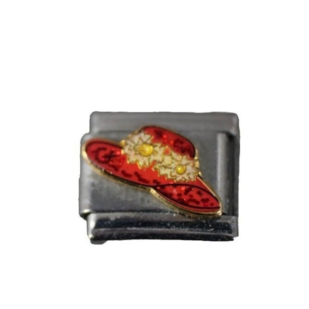 Casa D'Oro 2003 Hat Gold Stainless Stretch Link Italian Charm